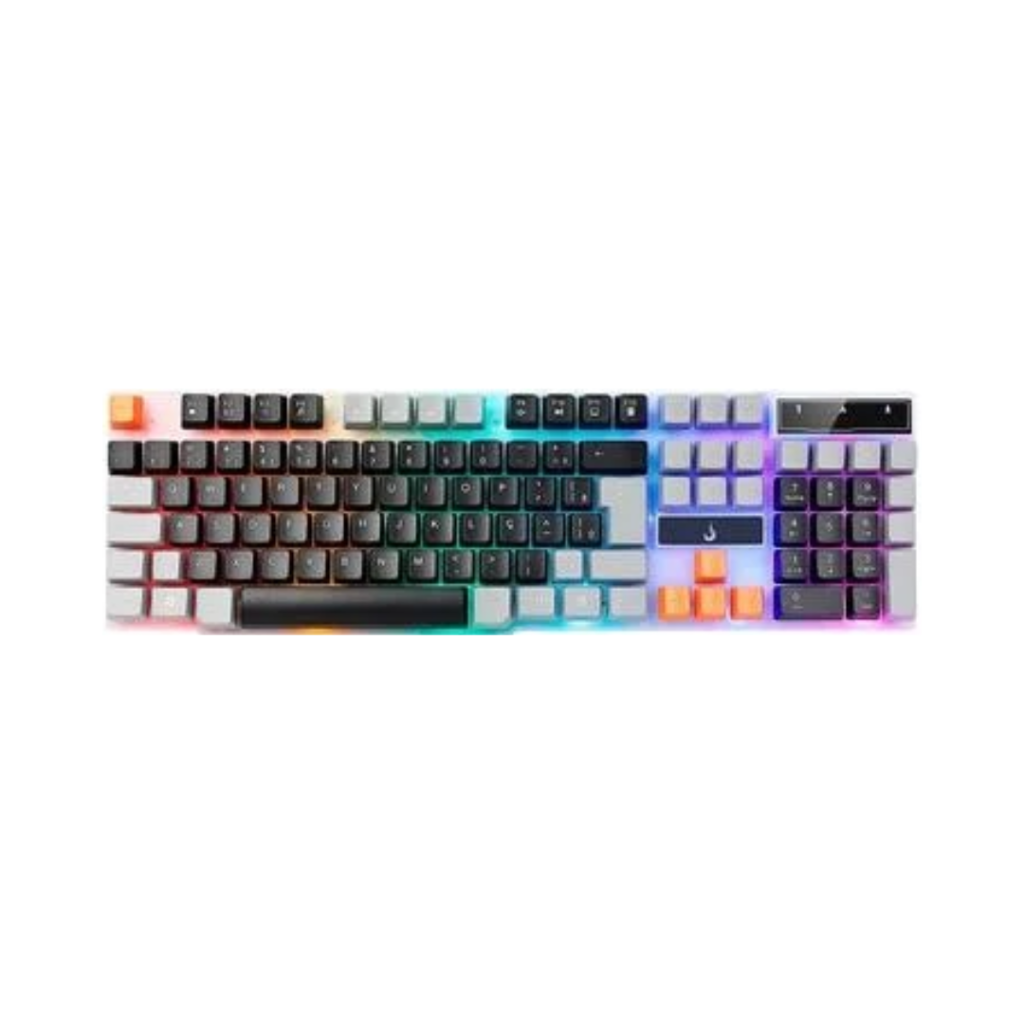 Teclado Semi-Mecânico Gamer Rise Mode G1, Rainbow, USB, Preto e Cinza