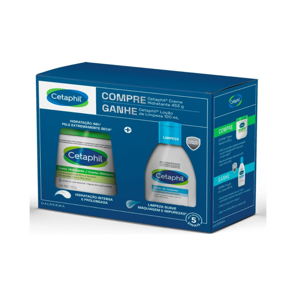 Kit Cetaphil Creme Hidratante 453g + Loção de Limpeza 120mL