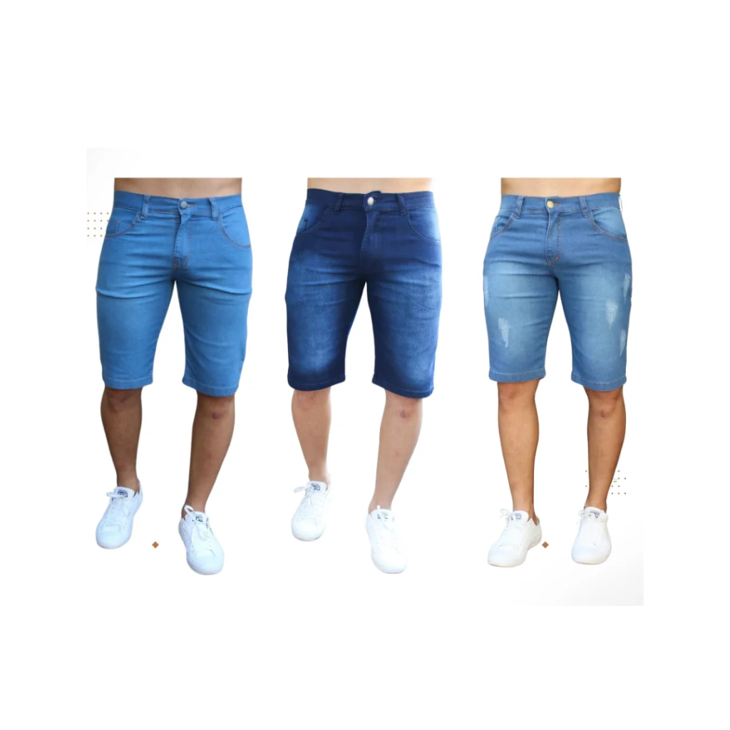 Kit 3 Bermudas Jeans Masculina Lycra Black Friday Top Show