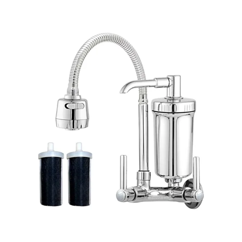 Torneira de Parede Forte Lar Gourmet com Filtro 2 Jatos Flexível 360º Cromada com 2 Refis