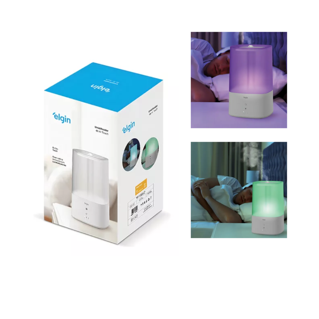 Umidificador De Ar Digital Touch 4 Litros Elgin Cromoterapia Cor Branco 110/220