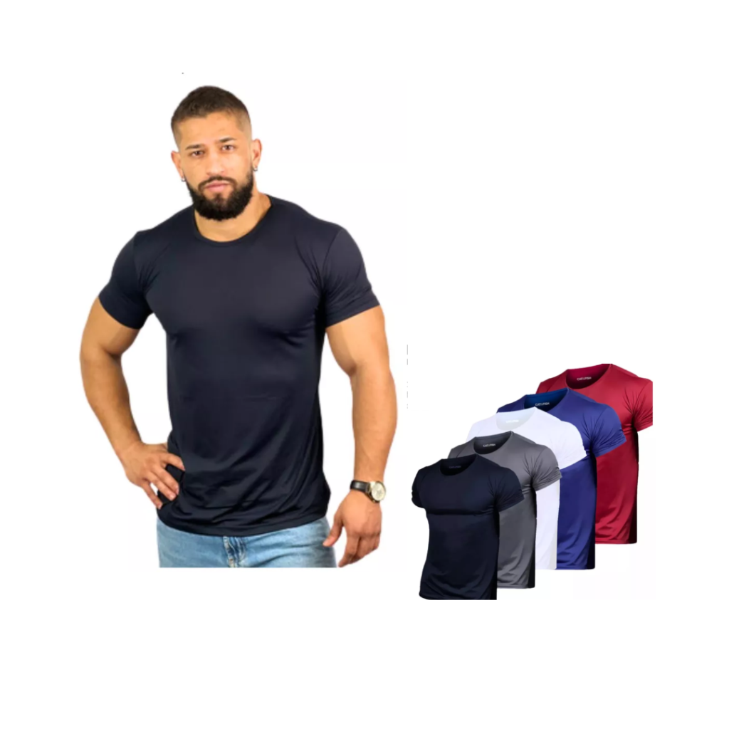 Camisetas Dry Fit Anti Suor - Linha Premium Uv 889 - Kit com 5