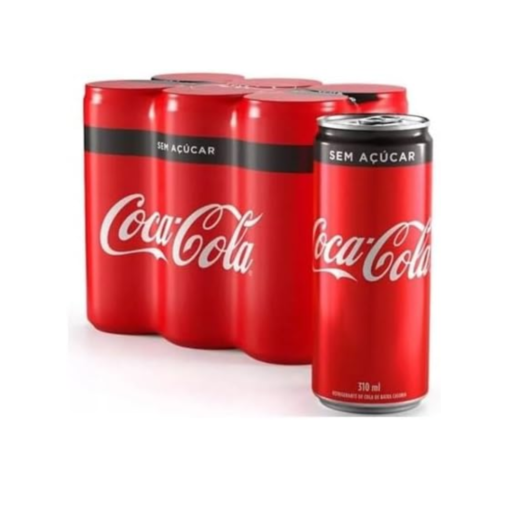 Pack de Coca Cola Sem Açúcar Lata 310ml 6 unidades