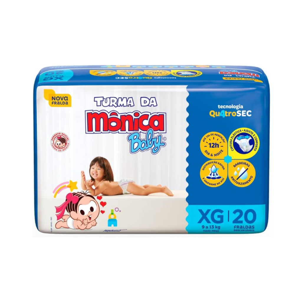 Fralda Turma da Mônica Baby Jumbo XG 20 Unidades