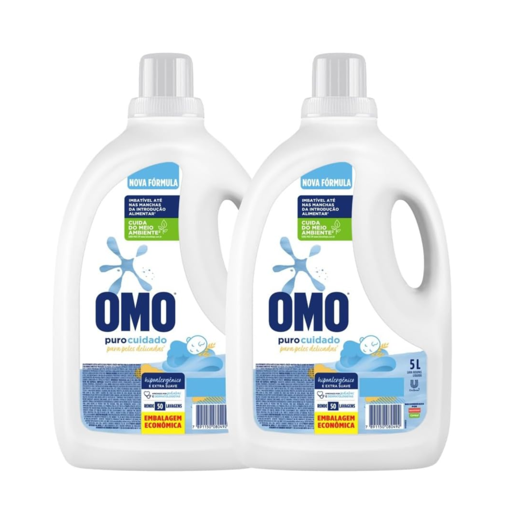Omo Sabão Líquido 2 Unidades Puro Cuidado 5L