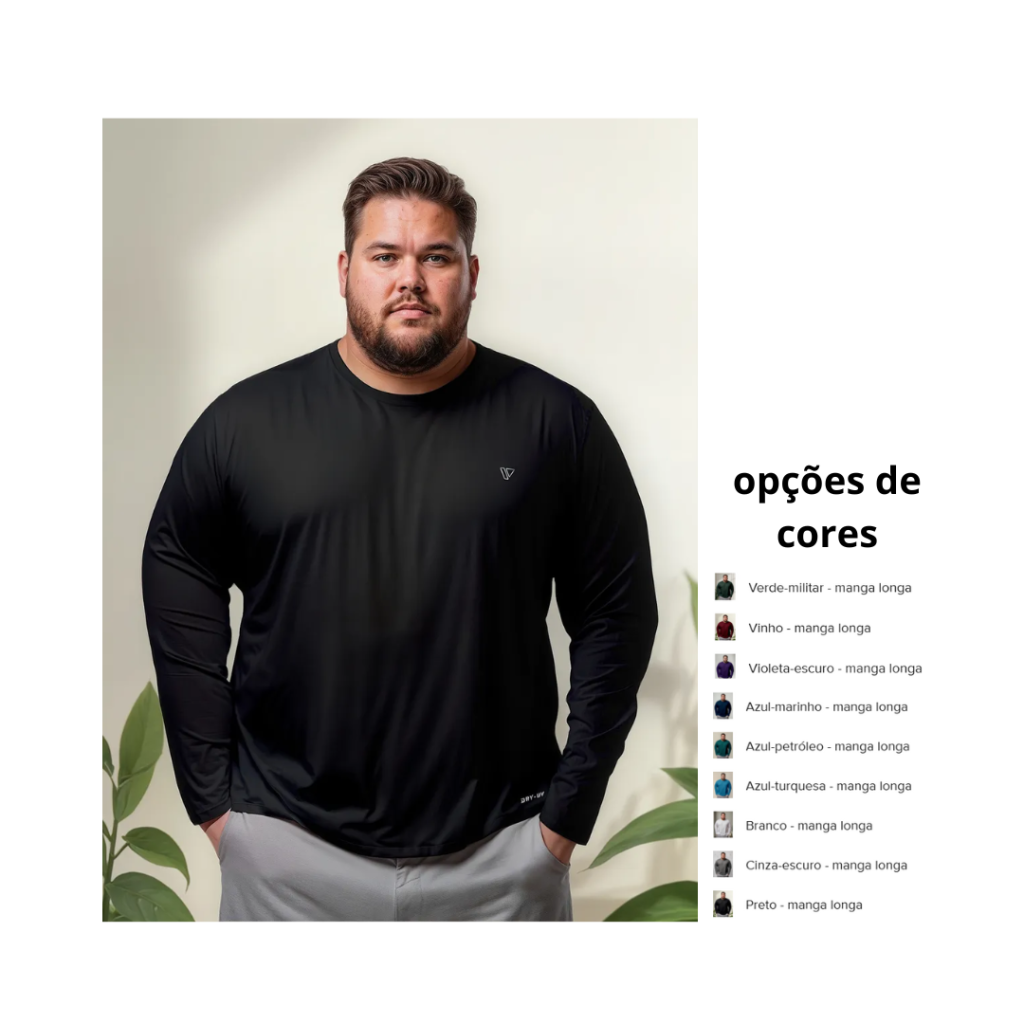 Camisas Plus Size Térmica Segunda Pele Proteção Uv Premium