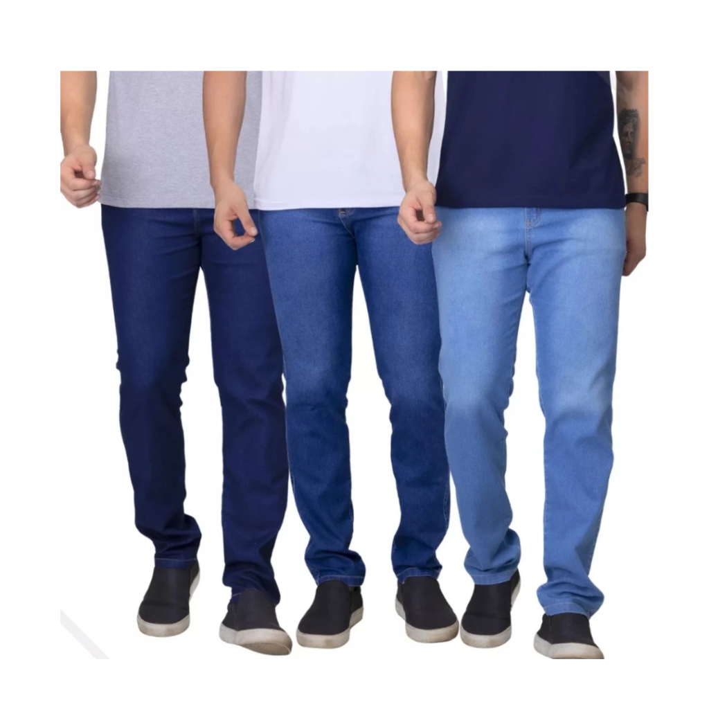 Kit 3 Calças Jeans slim Masculina Slim Com Lycra envio imediato ate 24h