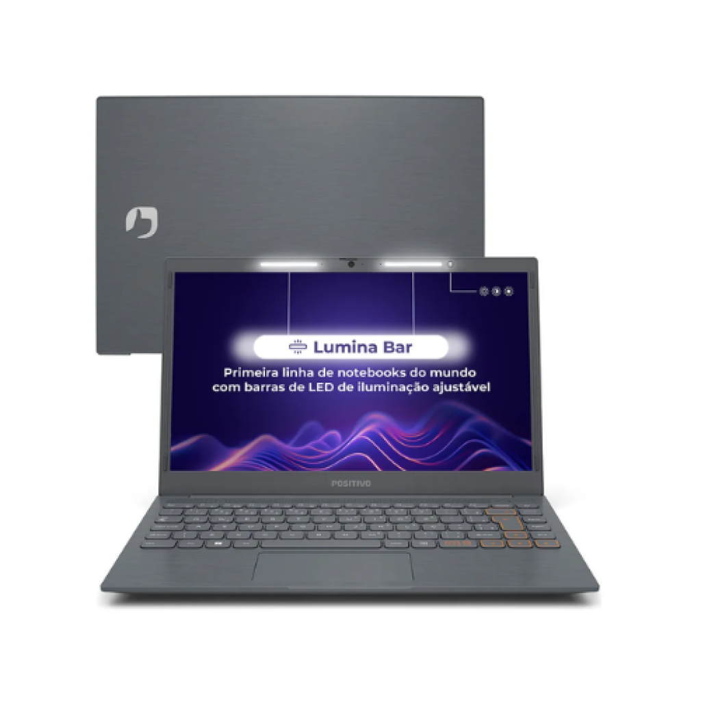 Notebook Positivo Vision C14 Intel Celeron 8GB 256GB eMMC Tela 14 HD Linux Lumina BAR Cinza