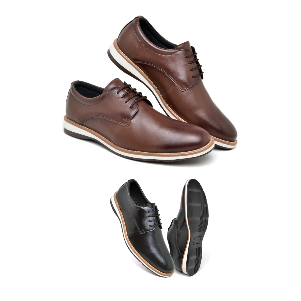 Sapato Casual Masculino Oxford Derby Preto Marrom Social Couro Sintético Sapatenis Casamento Festa