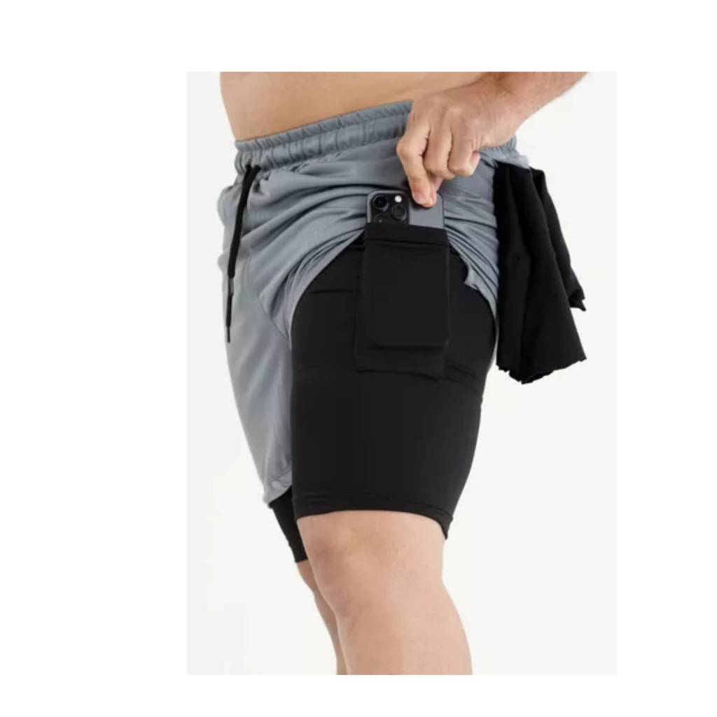 Bermuda Masculina 2 em 1 para Academia com Bolso Interno
