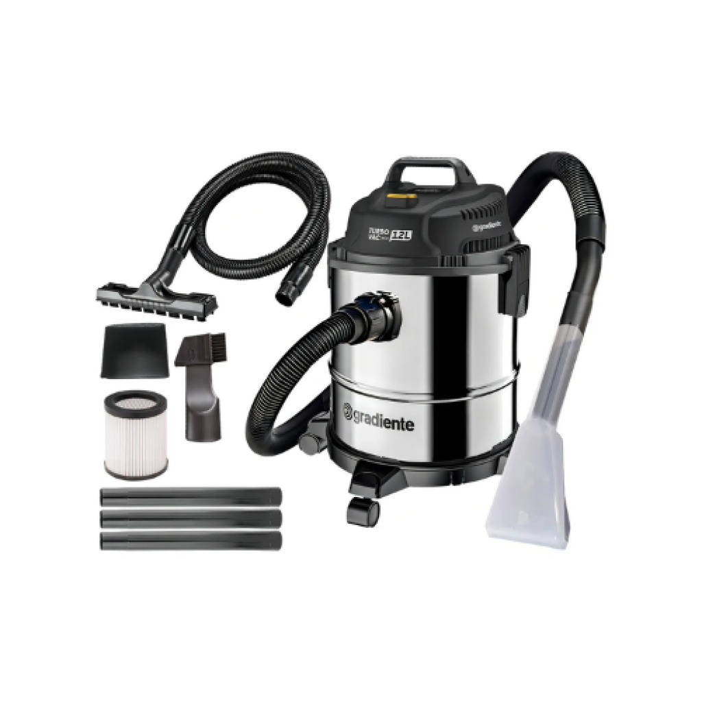 Aspirador de Pó e Água Gradiente PGAC120 Inox 12L 1200W com Soprador e Bico Extratora