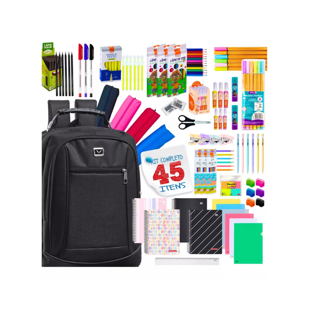 Kit Escolar 45 itens (Ensino Médio e Faculdade)