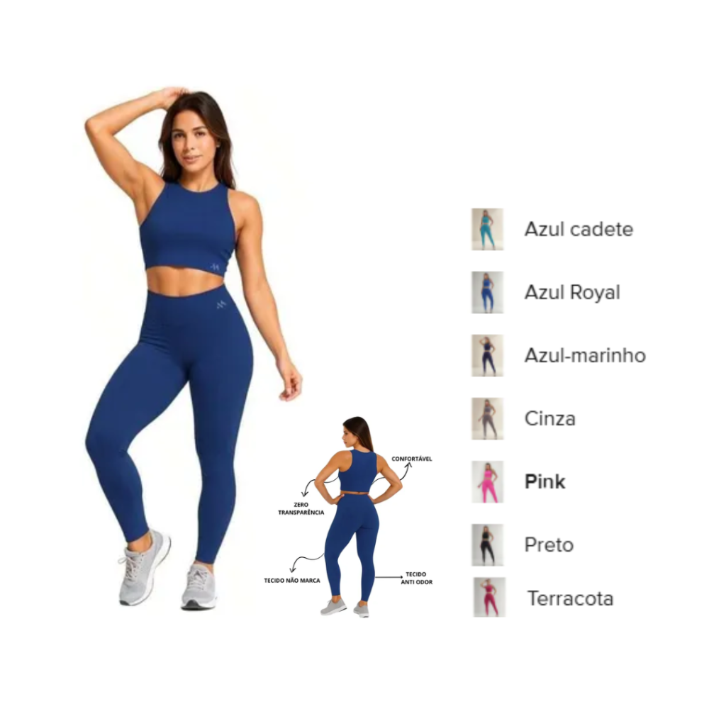 Conjunto Blackout Zero Transparência Legging E Cropped
