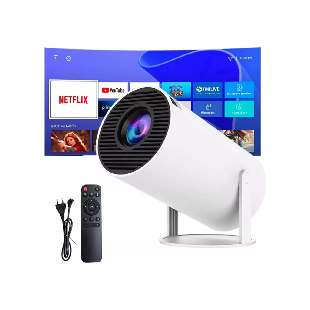 Projetor Interestelar Hy300 Mini Branco Netflix Wi-fi