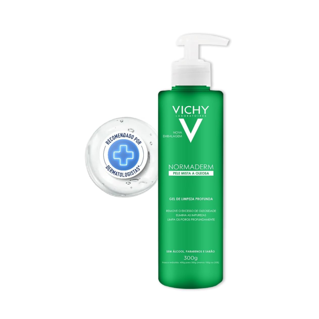 Gel de Limpeza Facial Vichy Normaderm 300g com Ácido Glicólico e Salicílico para Pele Oleosa