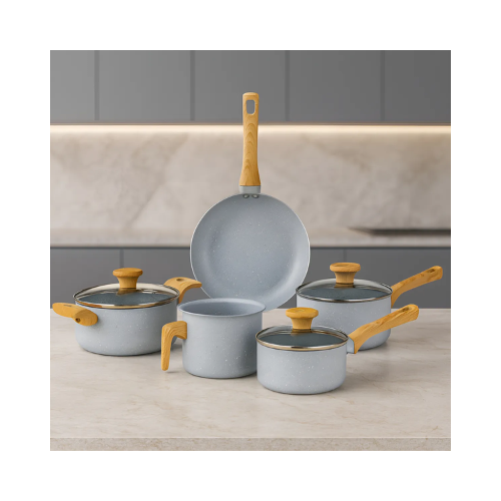 Jogo de Panelas Mimo Style Pratic Cook 5 Peças Indução Alumínio Revestimento Cerâmico Grafite