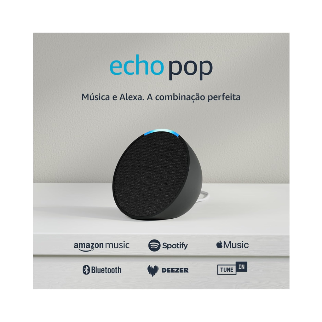 Echo Pop (Última geração) | Smart speaker compacto com som envolvente e Alexa | Cor Preta