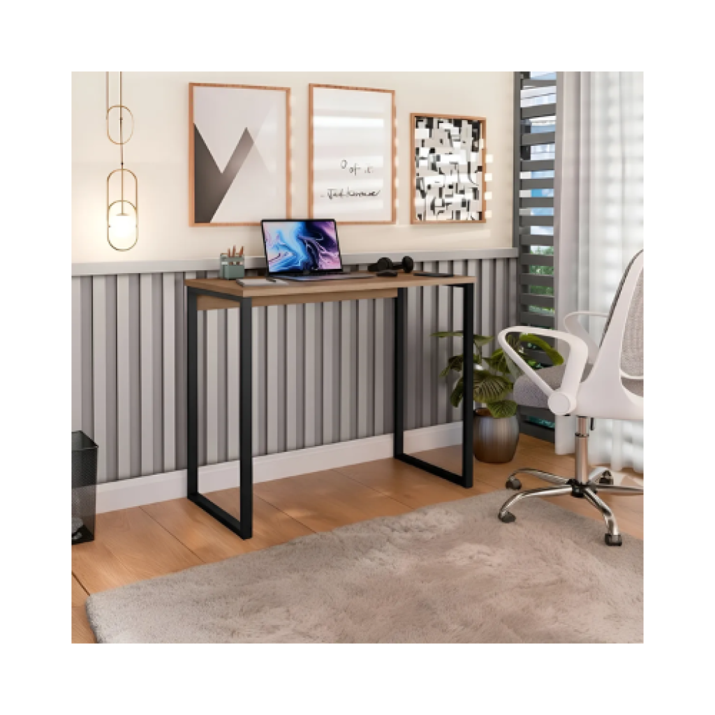 Escrivaninha Industrial Jomátri Móveis Mesa de Estudo e Aparador 90x45x76 cm Aço MDF