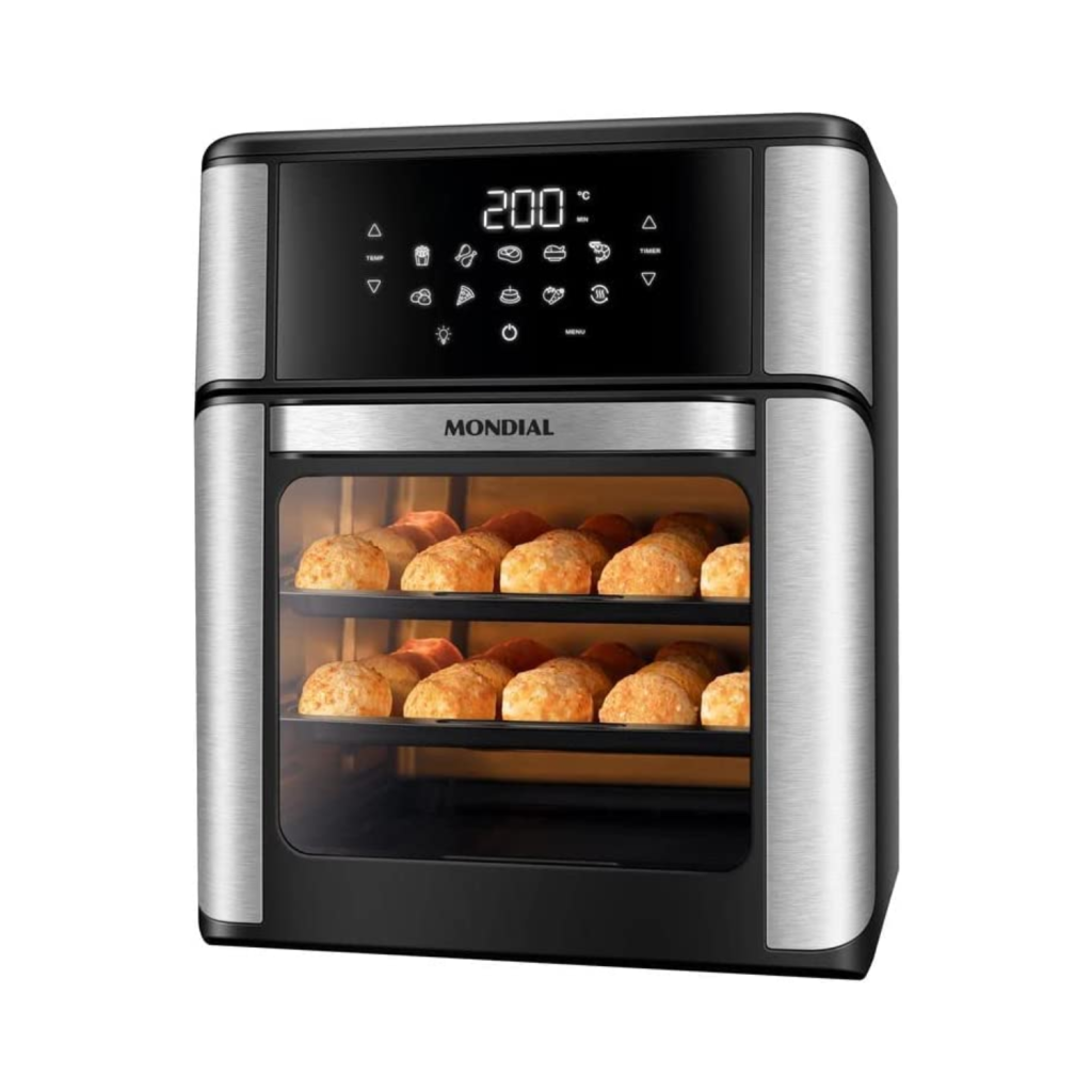 Fritadeira Air Fryer Oven Mondial, 12L, 2000W, Painel Digital, Preto/Inox, 220V