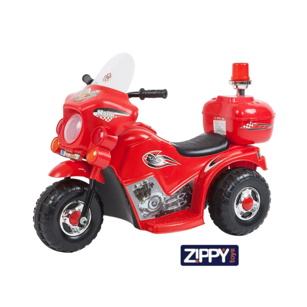 Motocicleta Moto Elétrica Infantil Luz Sirene Polícia E Baú - Zippy Toys