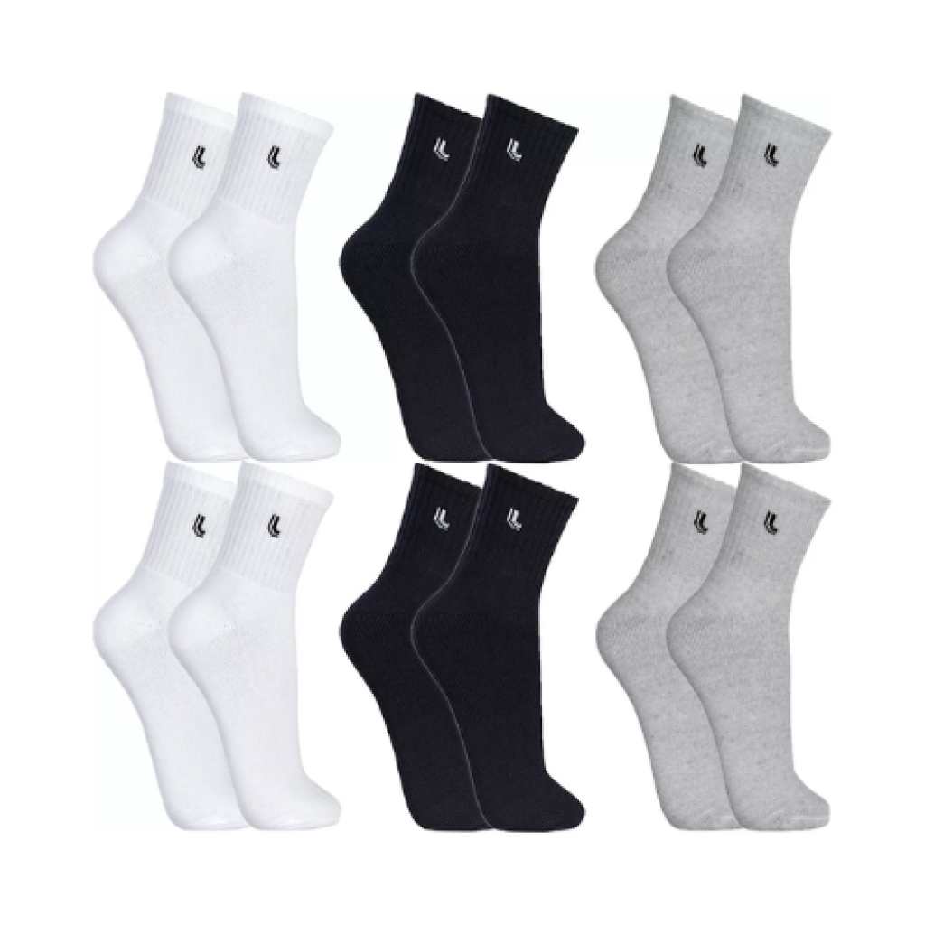 Kit 6 Pares Meias Lupo Sport Cano Médio 3248 Algodão Academia Tamanhos M e G