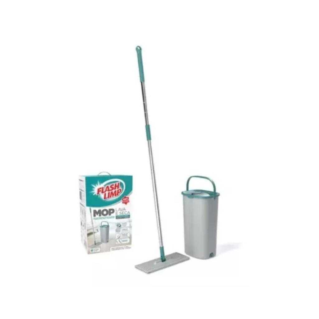 Mop Lava e Seca Flash Limp Fit 5L Mop6088, Microfibra, Cabo 360º, Verde Esmeralda