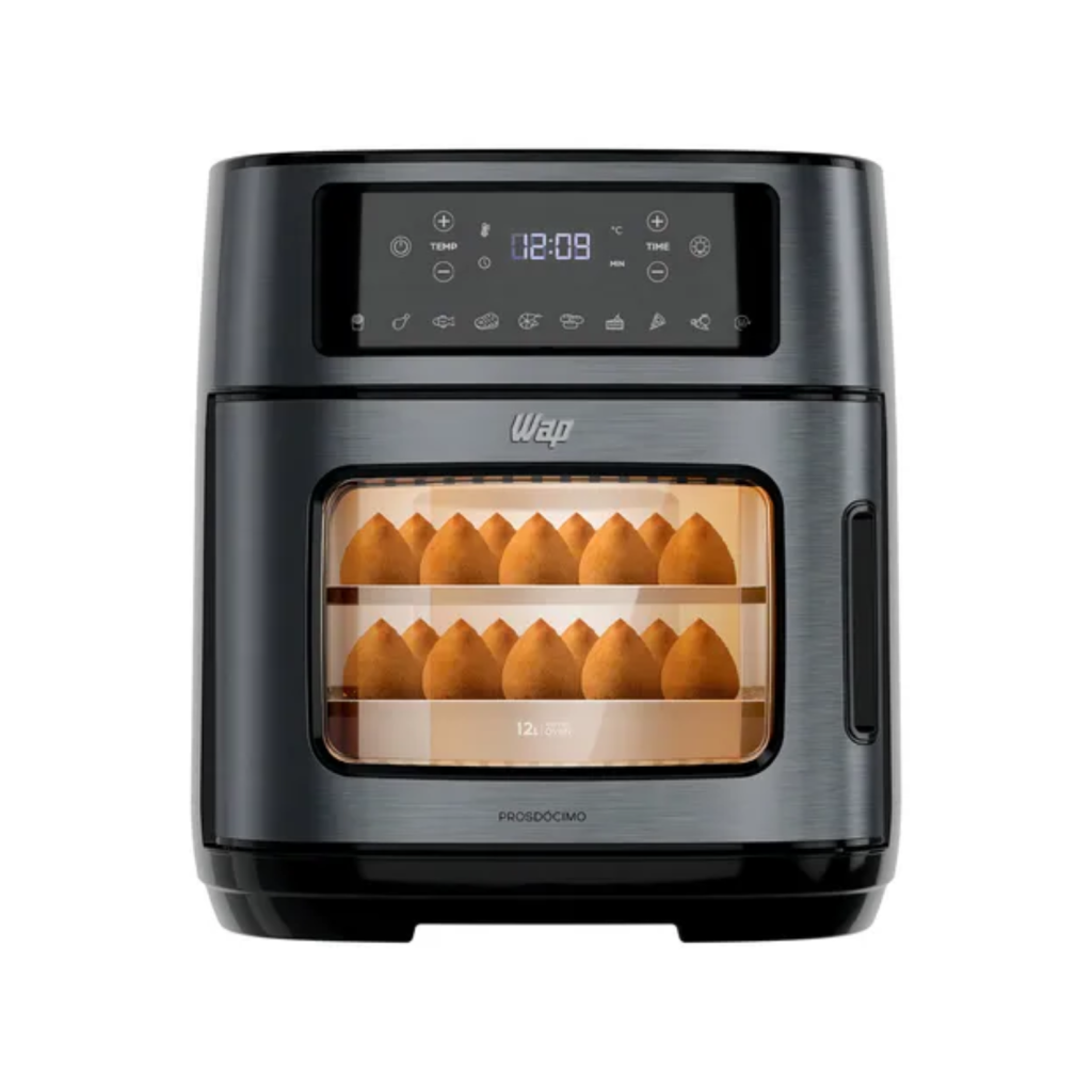 Fritadeira Elétrica Air Fryer Oven Black INOX WAP WAOD2 12 Litros 4 em 1 Porta com Abertura Lateral e Removível 1800W