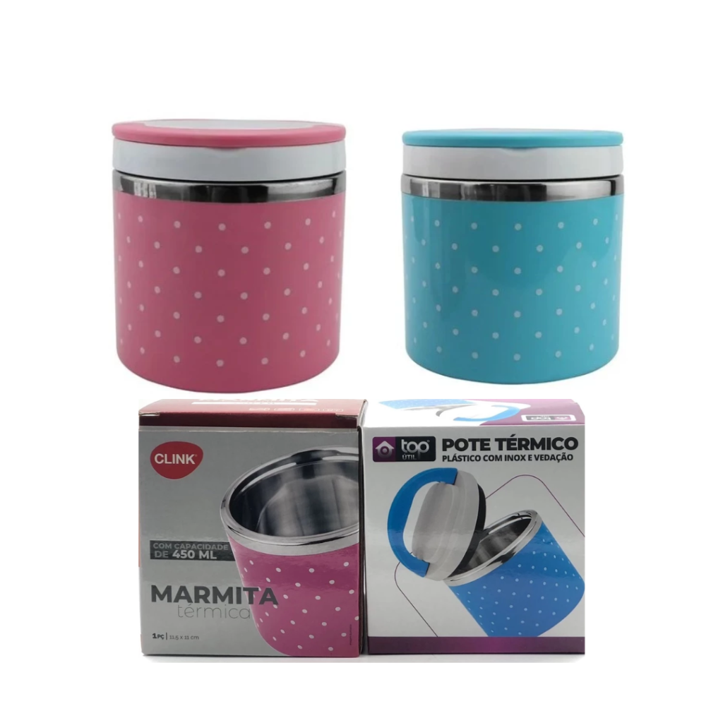 Marmita Aço Inox Com Vedação Térmica Capacidade de 450 ml Clink