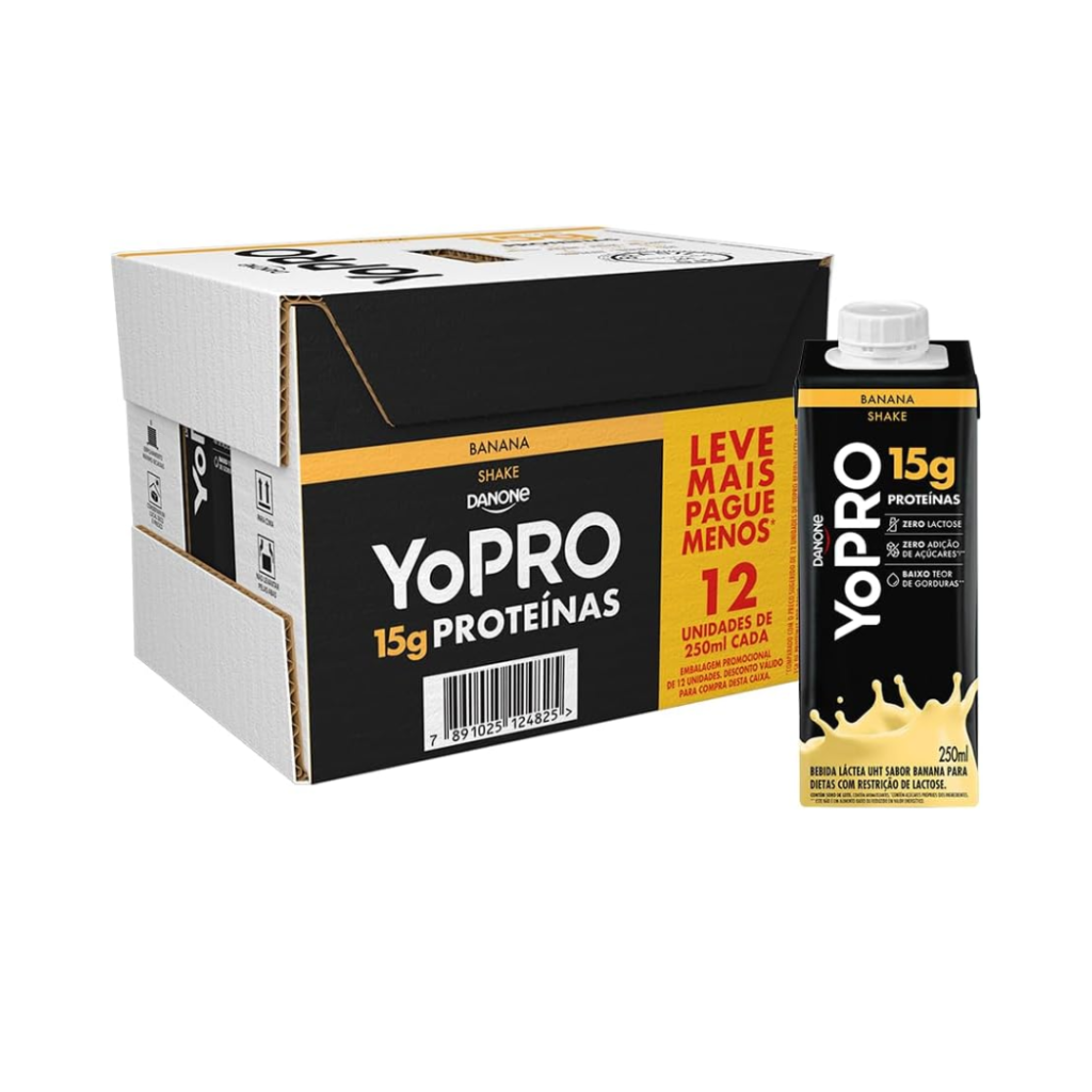 YoPRO Bebida Láctea UHT Banana 15g de proteínas 250ml - 12 unidades