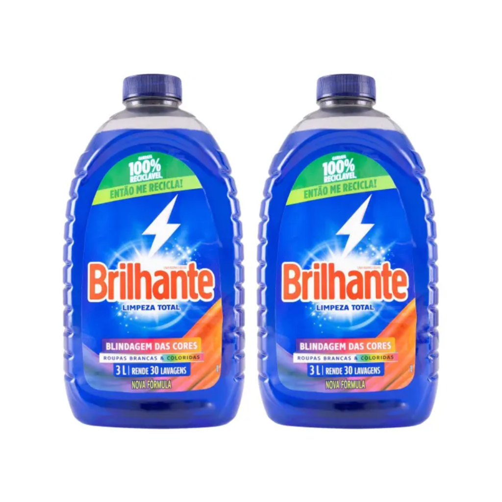 Kit Sabão Líquido Brilhante Limpeza Total - 3L Cada 2 Unidades