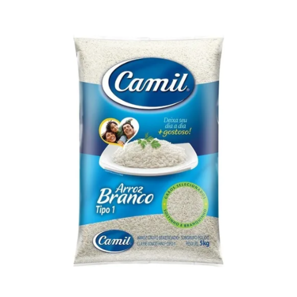 Arroz Branco Tipo 1 Camil Pacote 5 kg Selecionado Eletronicamente Sem Glúten