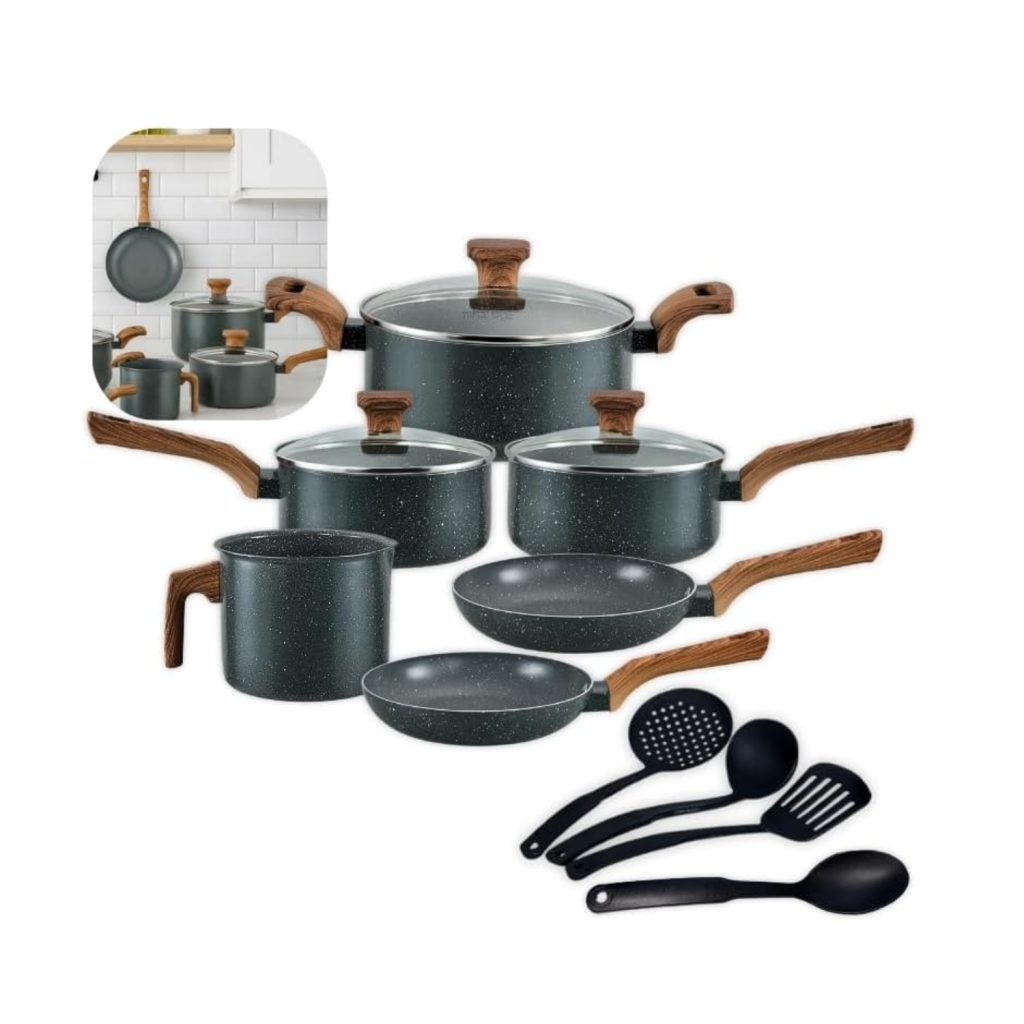 Jogo De Panelas Pratic Cook Granito Indução Mimo Style Cerâmica 10 Peças