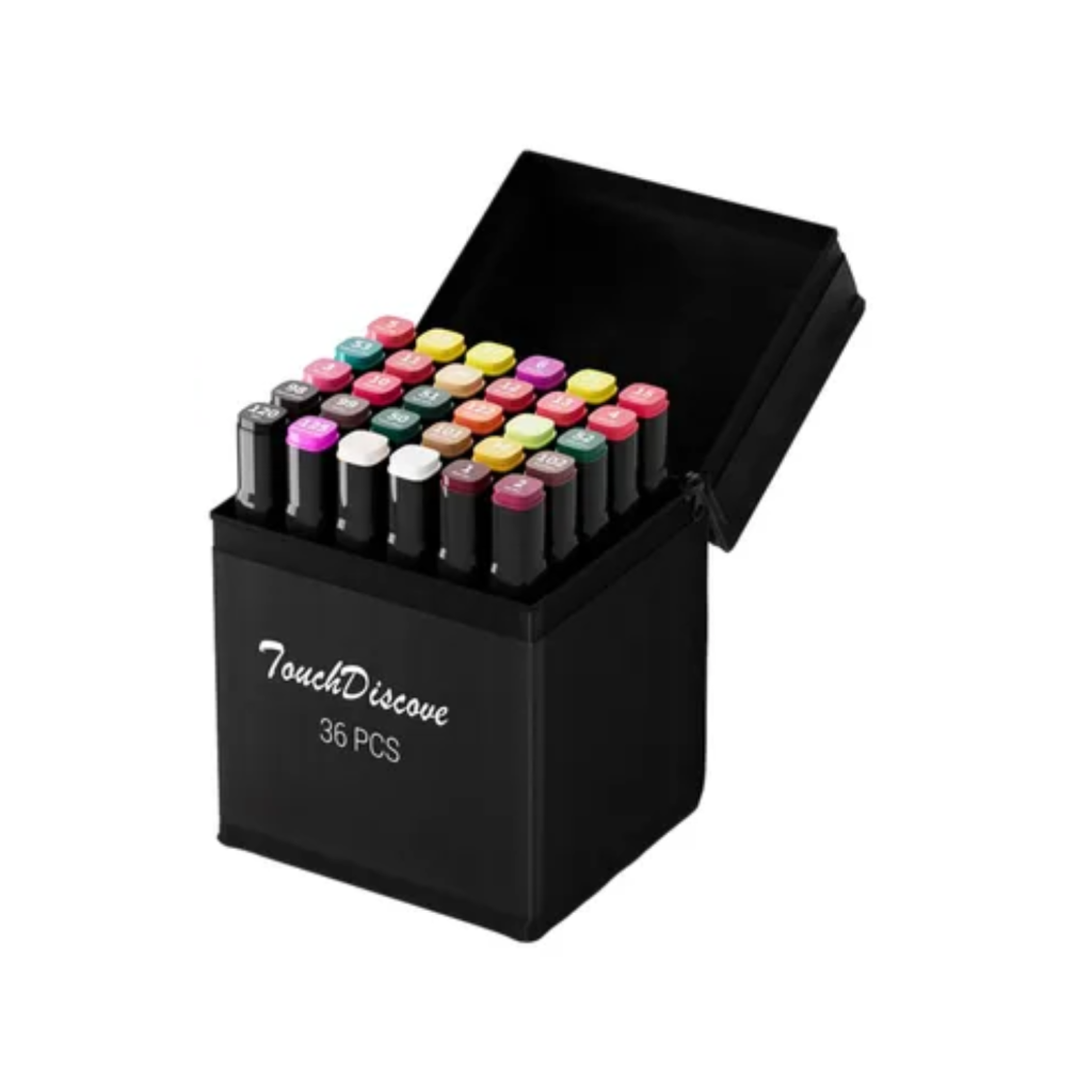 Conjunto Kit 36 Cores Canetas Marcador Canetinha Ponta Dupla