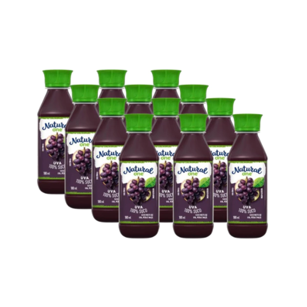 KIT C/12 SUCO DE UVA, PERA E MAÇÃ NATURAL 180ML NATURAL ONE LANCHEIRA