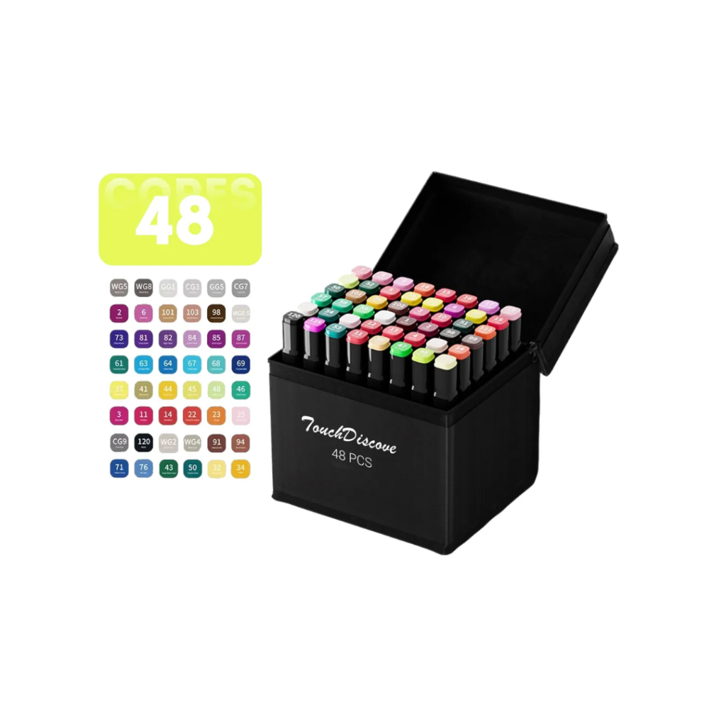 Conjunto Canetas Marcador Canetinha Ponta Dupla 48 Cores Kit