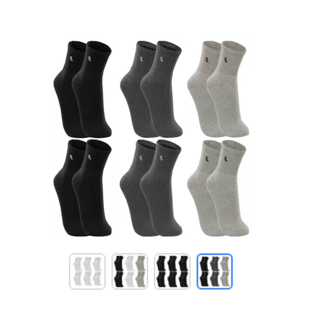 Kit 6 Pares Meias Lupo Cano Médio Esportivas Academia