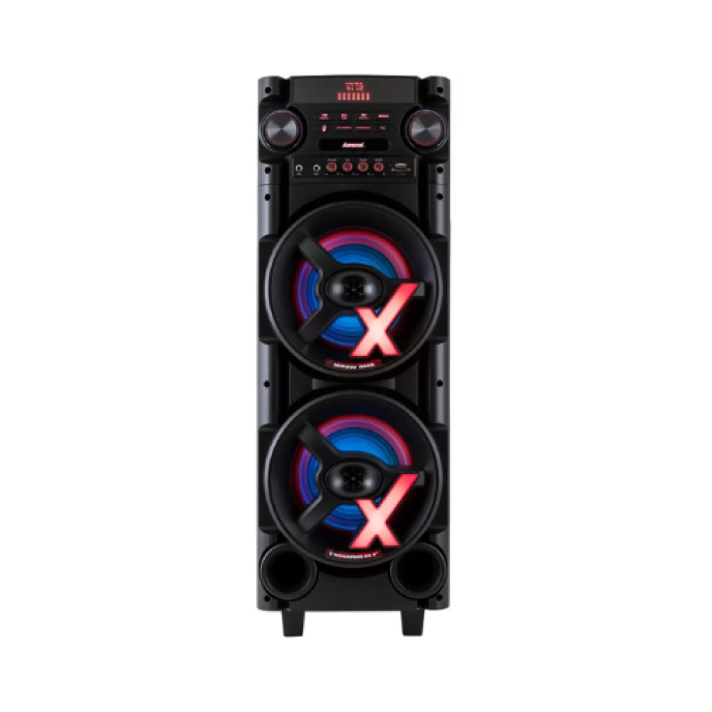 Caixa de Som Torre AMVOX ACA 1000 NEW X Bluetooth 1000W RMS USB SD Bivolt 2 Woofers