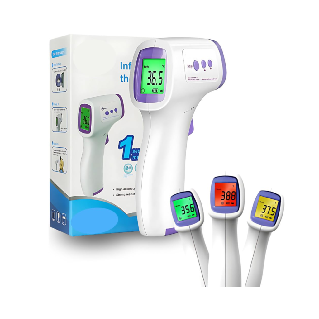 Termômetro Infravermelho Digital Premium 3 em 1 Sem Contato Alta Precisão para Testa Corpo Líquidos e Alimentos com Visor LCD e Alarme de Febre