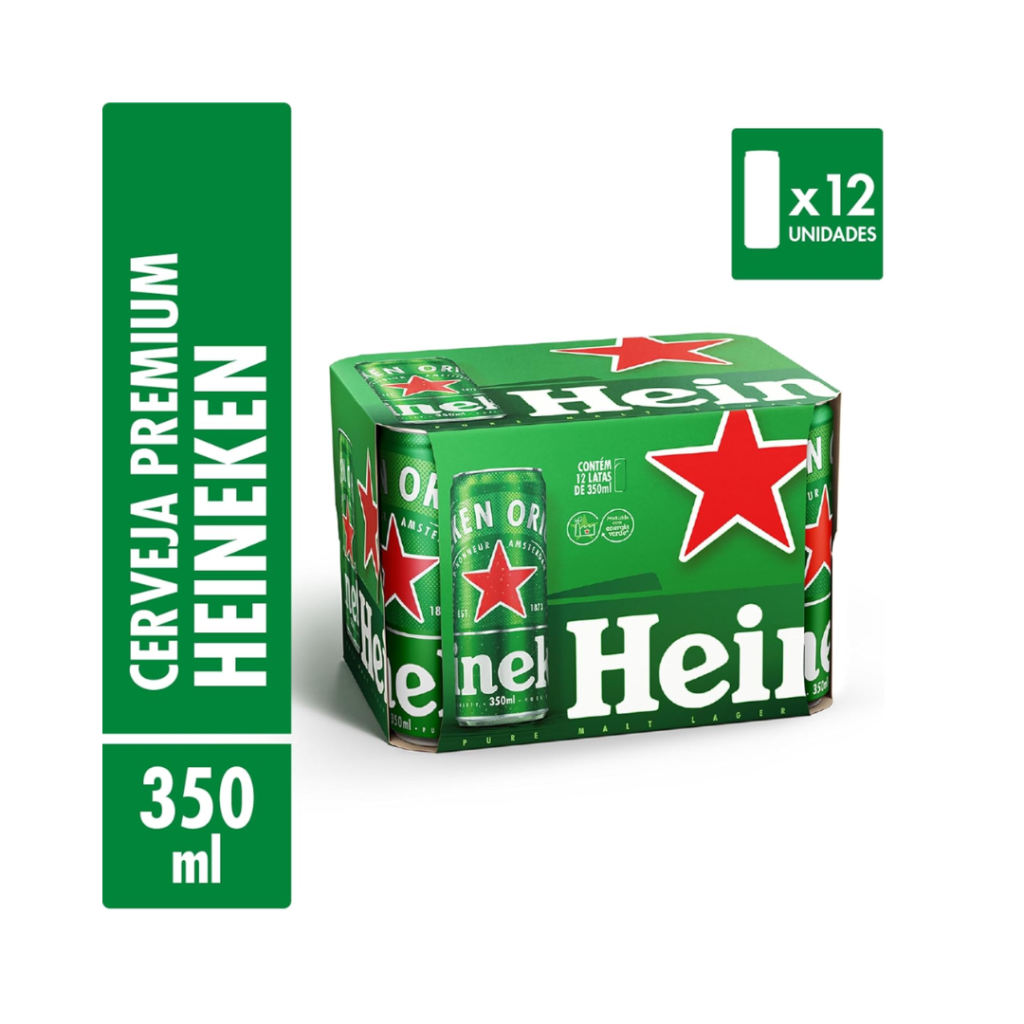 Heineken Cerveja Sleek Lata 350ml Pack 12 Unidades
