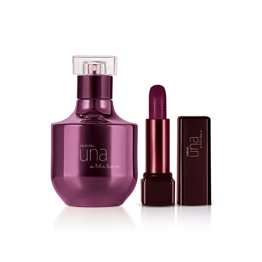 Kit Una Artisan Deo Parfum e Batom Roxo
