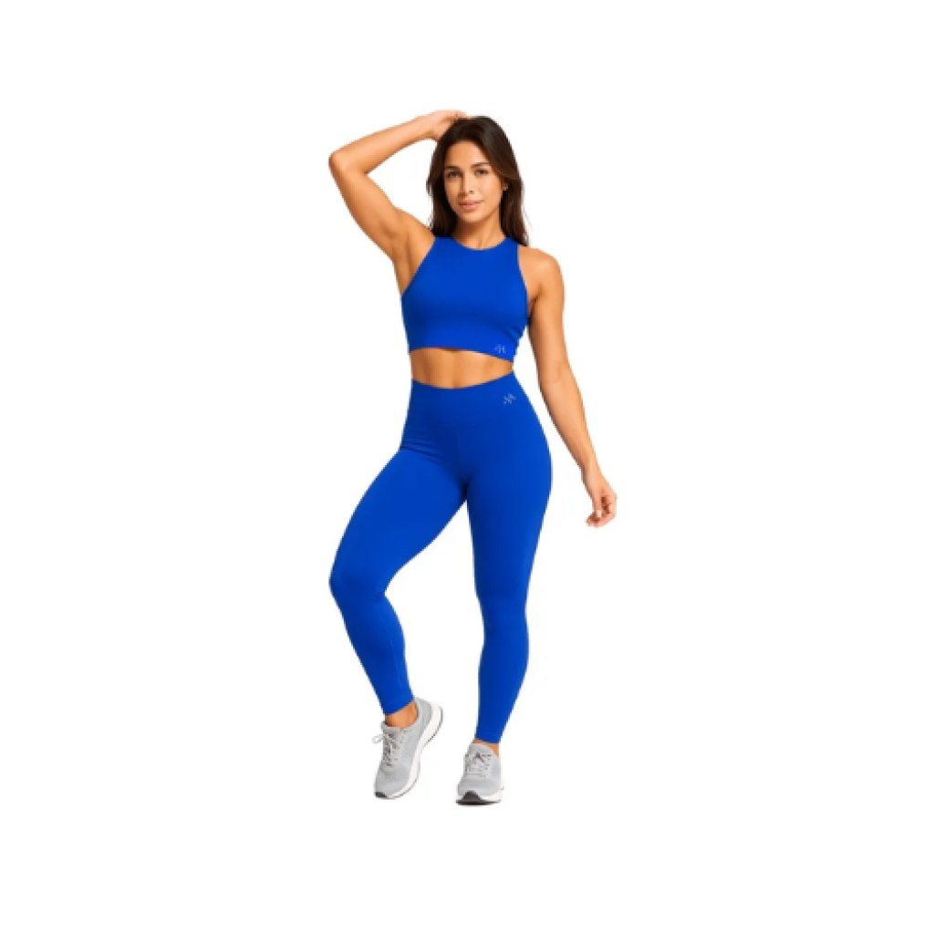 Conjunto Fitness Feminino Legging e Cropped Blackout Zero Transparência Tamanhos M ao GG