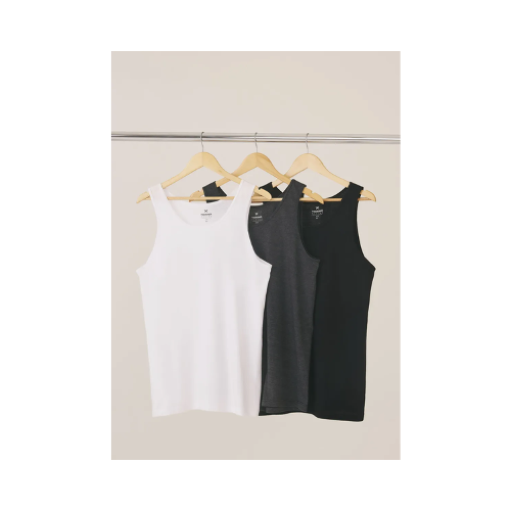 Kit 3 Regatas Masculinas Hering Slim Algodão Gola Redonda Alça Larga Cava Regular