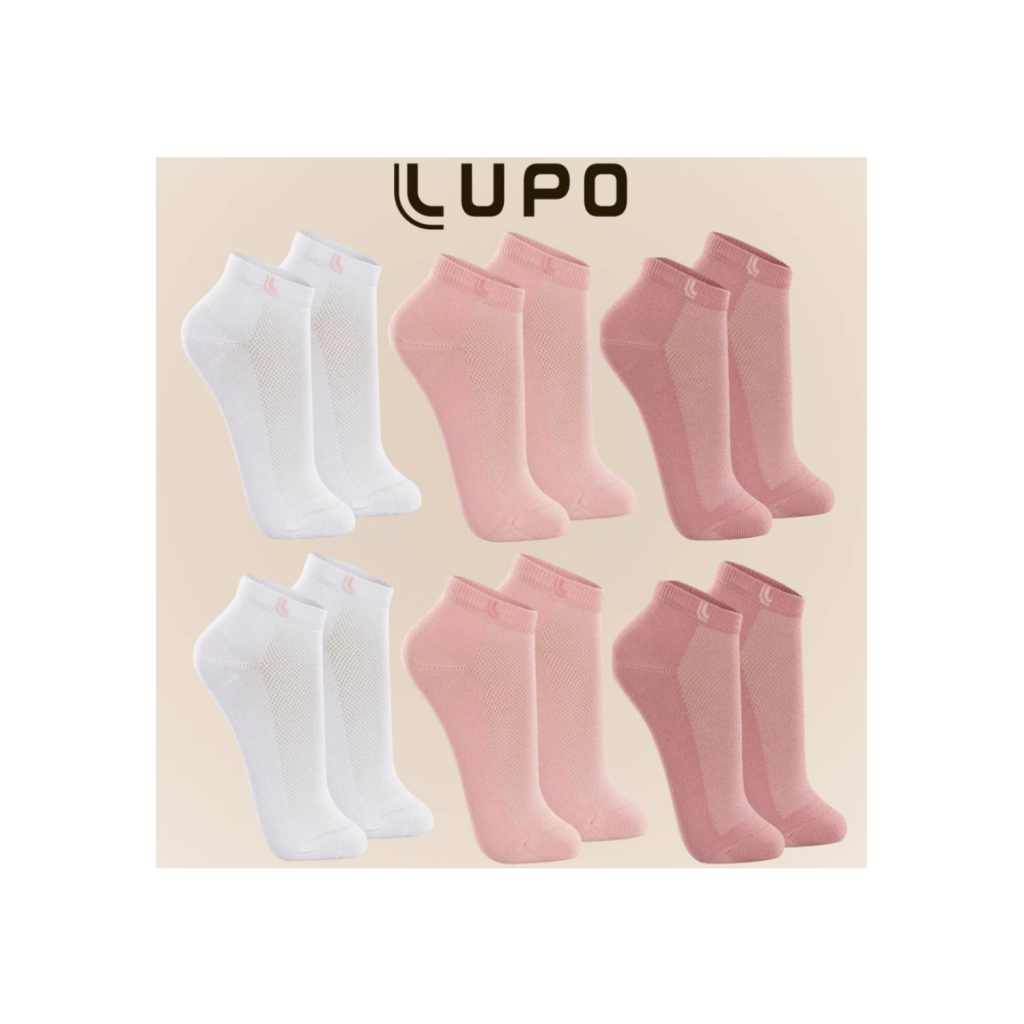 Kit De 6 Pares De Meias Originais Lupo Sport Feminino Cano Curto Em Algodão