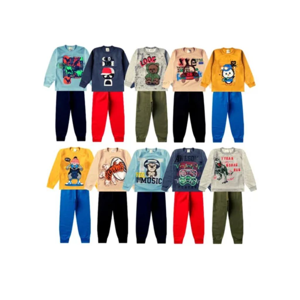 4 Conjunto De Frio Moletom Menino Kit 08 Peças Inverno