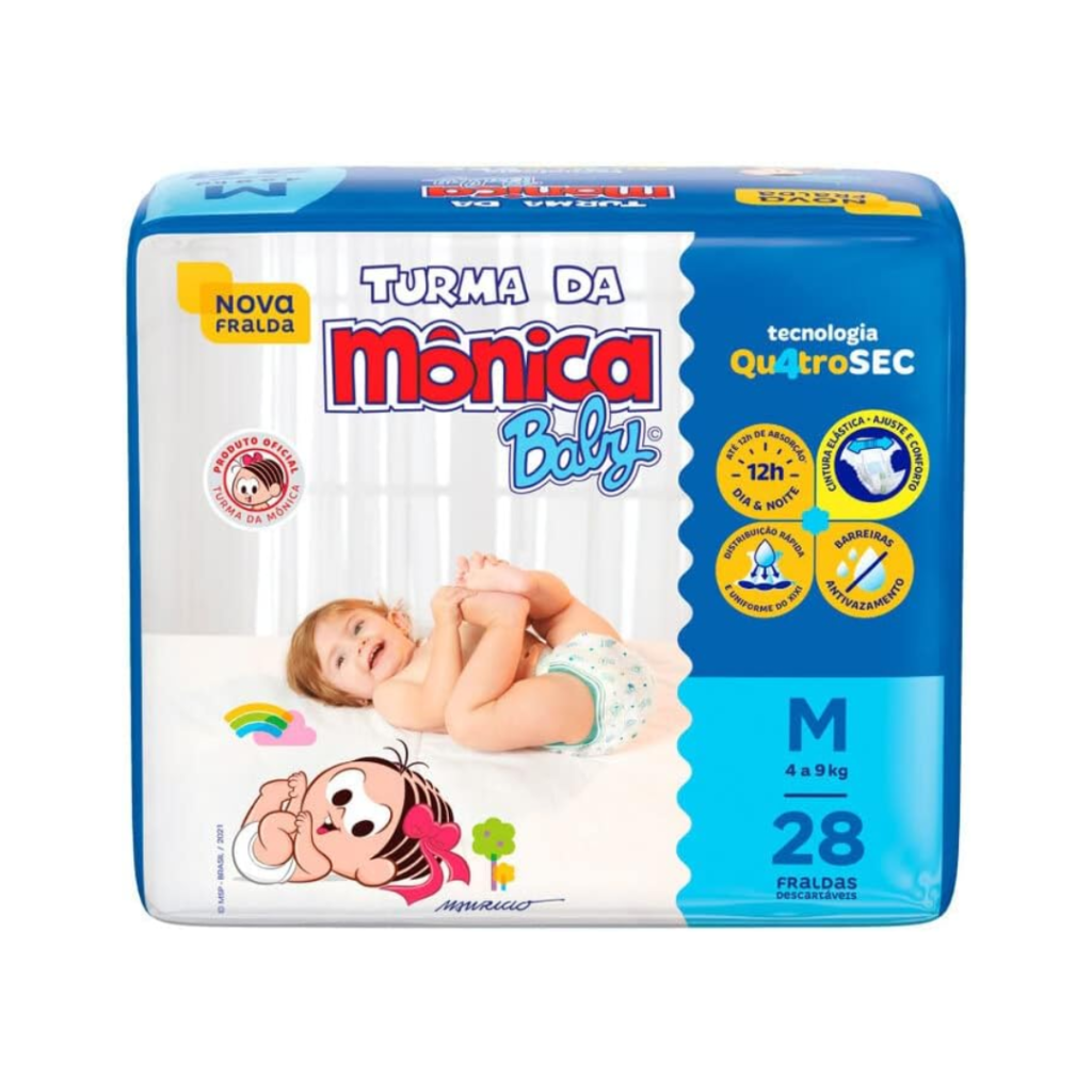 Fralda Turma da Mônica Baby Jumbo M 28 Unidades