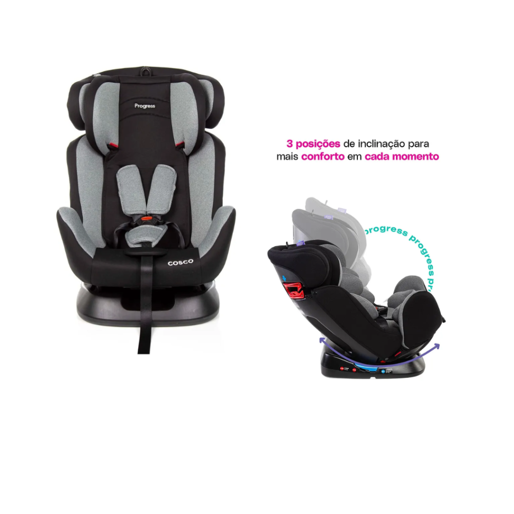 Cadeira de Bebê Progress Cinza Mescla, Inclinação Ajustável para Cada Fase