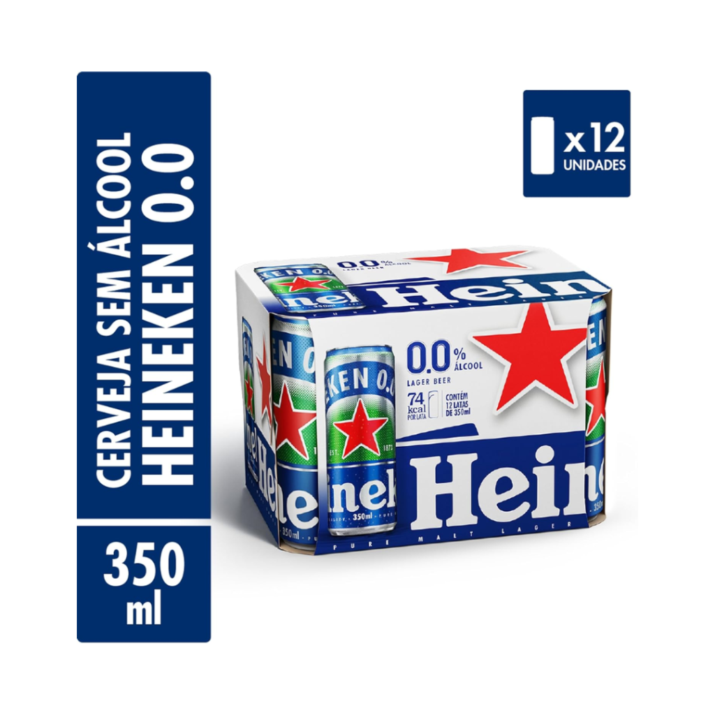 Pack de Cerveja Heineken Sem Álcool - 12 Latas de 350ml
