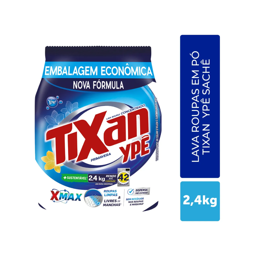 Lava Roupas Concentrado Em Pó Primavera 2,4kg Tixan Ypê