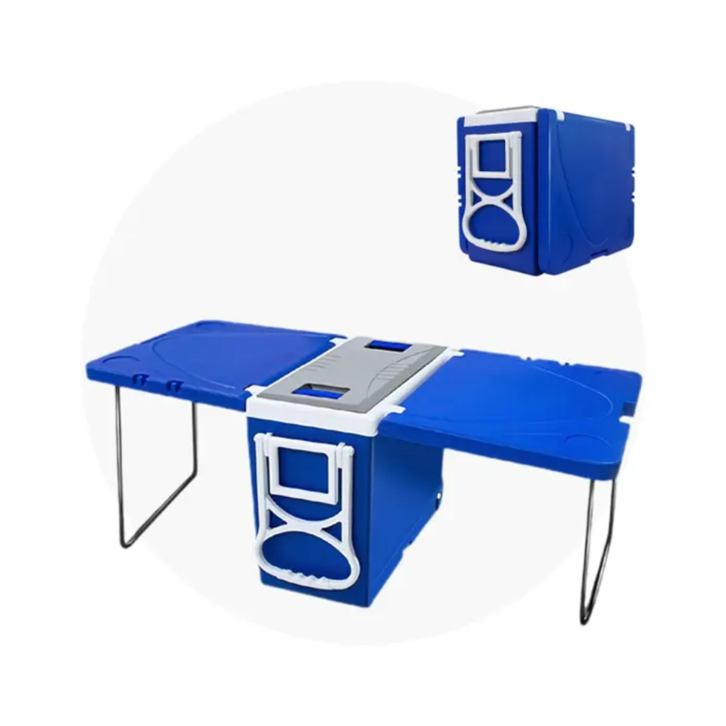 Caixa Térmica 32 Litros Mesa Multifuncional 3x1 Rodinhas e Alça Transporte - Arqplast