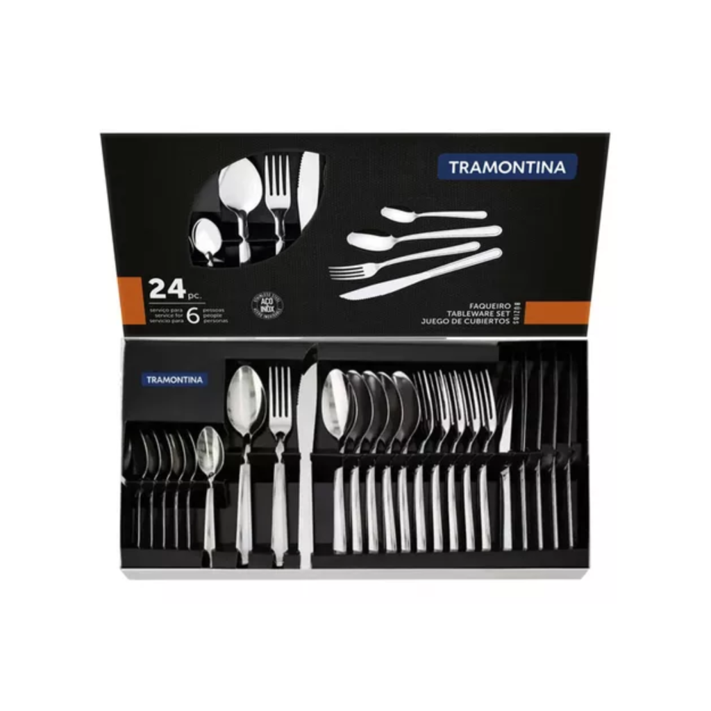 Jogo Talheres Faqueiro Búzios Aço Inox 24 Peças Tramontina